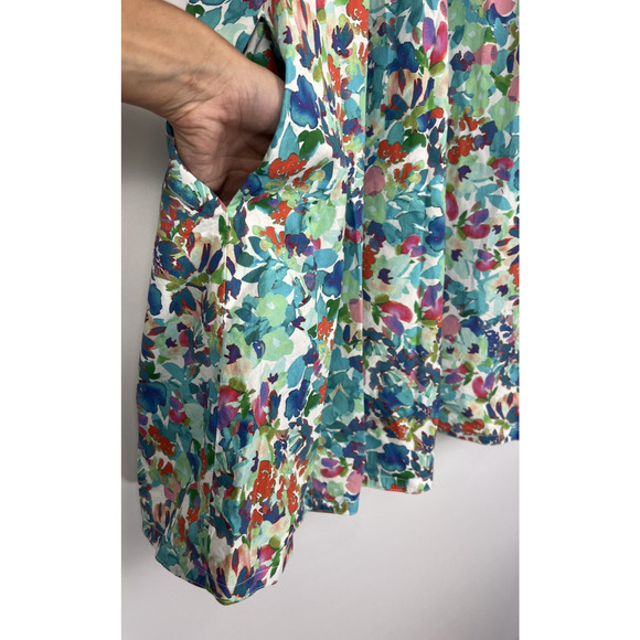 Mi Golondrina Maria Turquesa Dress S Floral Embroidered Square Neck Puff Sleeve - Picture 9 of 10